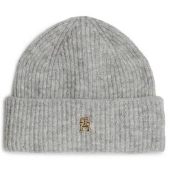 Czapka Tommy Hilfiger. Szare czapki zimowe Tommy Hilfiger, bez wzorów. Za 279.99 zł.