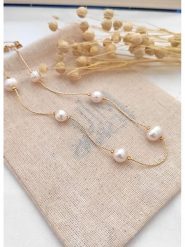 Atelier MIU Pozłacany naszyjnik - dł. 42 cm rozmiar: onesize. Białe naszyjniki atelier MIU, z materiału, z perłą, pozłacane. Za 50.45 zł.