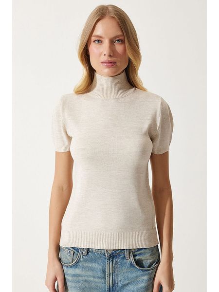 Happiness Istanbul Sweter w kolorze kremowym rozmiar: S/M. Brązowe swetry Happiness Istanbul, m, bez wzorów, bez ramiączek. Za 70.45 zł.