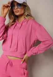 Fuksjowa Bluza z Kapturem i Bawełną Ozdobiona Ściągaczami Evianae. Czerwone bluzy Renee, l, bez wzorów, z bawełny, casualowe, bez ramiączek, z kapturem. W wyprzedaży za 39.99 zł.