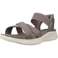 Sandały SKECHERS SLIP - INS ULTRA FLEX 3.0 Szary. Szare sandały Skechers, bez wzorów, z materiału, bez obcasa, bez zapięcia. Za 296.99 zł.
