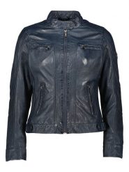 HIS Skórzana kurtka w kolorze granatowym rozmiar: 48. Niebieskie kurtki HIS, bez wzorów, ze skóry, bez kaptura. Za 614.45 zł.