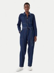 French Connection Kombinezon 7UZAC Granatowy Regular Fit. Niebieskie sukienki French Connection, bez wzorów, z bawełny, bez kołnierzyka, bez ramiączek. Za 479.99 zł.