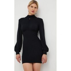 Elisabetta Franchi sukienka kolor czarny midi dopasowana. Czarne sukienki Elisabetta Franchi, bez wzorów, z dzianiny, bez kołnierzyka, bez ramiączek, maxi, dopasowane. Za 2,249.90 zł.