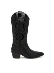 Aldo Kowbojki Nebraska 14448230 Czarny. Czarne kozaki Aldo, bez wzorów, ze skóry, bez obcasa, na słupku, bez zapięcia. Za 769.99 zł.