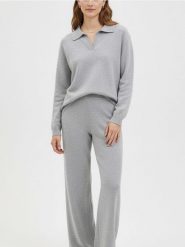 Gładki sweter z kołnierzem - szary. Szare swetry Sinsay, l, bez wzorów, bez ramiączek. Za 49.99 zł.