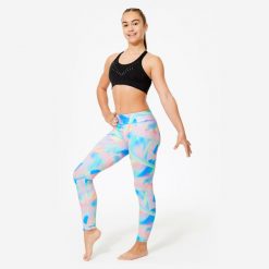 Stanik gimnastyczny Domyos. Czarne body i gorsety DOMYOS, bez wzorów, z elastanu, bez ramiączek. Za 54.99 zł.
