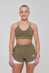 Elitarne spodenki do biegania 2 w 1 – khaki. Białe szorty sportowe OOSC, bez wzorów, z materiału, z podwyższonym stanem, do biegania. Za 171.99 zł.