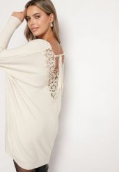 Jasnobeżowy Sweter z Wiskozą i Modalem oraz Ozdobnym Wiązaniem Zinnisca. Brązowe swetry Born2be, uniwersalny, bez wzorów, z jeansu, eleganckie, bez ramiączek. W wyprzedaży za 93.49 zł.