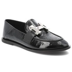 Czarne Półbuty Carinii Eleganckie Obuwie Damskie. Czarne półbuty wsuwane Carinii, bez wzorów, ze skóry, biznesowe, bez obcasa. Za 458.99 zł.