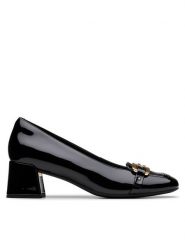 Clarks Czółenka Nyta45 Court 26181317 Czarny. Czarne czółenka Clarks, bez wzorów, z lakierowanej skóry, bez obcasa, bez zapięcia. Za 429.99 zł.