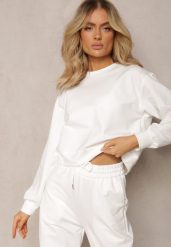 Biała Oversize Bluza z Bawełny o Krótkim Fasonie Sibolla. Białe bluzy Renee, l, bez wzorów, z bawełny, bez kaptura. W wyprzedaży za 83.99 zł.