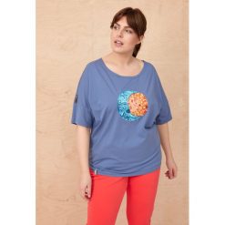 T-Shirt Damski Unity Plus Size Jeans. Pomarańczowe t-shirty blue shadow, plus size, z aplikacjami, z bawełny, sportowe, bez kołnierzyka, bez ramiączek. W wyprzedaży za 79.95 zł.