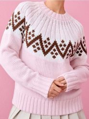 Prążkowany sweter ze wzorkiem - wielobarwny. Swetry Sinsay, l, bez wzorów, prążkowane, bez ramiączek. Za 69.99 zł.