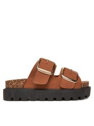 DeeZee Klapki W24Q11802 Brązowy. Brązowe klapki DeeZee, bez wzorów, ze skóry, bez obcasa, bez zapięcia. Za 139.99 zł.