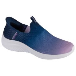 Buty sportowe Sneakersy damskie, Slip-Ins Ultra Flex 3.0 - Beauty Blend. Niebieskie buty sportowe lifestyle Skechers, bez wzorów, bez zapięcia, trekkingowe. Za 399.99 zł.