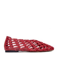 Baleriny Badura. Czerwone baleriny Badura, bez wzorów, bez obcasa, bez zapięcia. Za 299.99 zł.