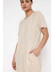 Kaffe Sukienka "Liny" w kolorze beżowym rozmiar: 36. Brązowe sukienki Kaffe, na co dzień, bez wzorów, bez kołnierzyka, bez ramiączek, midi, proste. Za 173.99 zł.