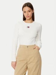 Tommy Jeans Bluzka DW0DW20178 Biały Slim Fit. Białe bluzki Tommy Jeans, l, bez wzorów, z bawełny, bez kołnierzyka, bez ramiączek. Za 139.99 zł.