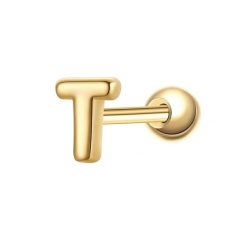 Glanzstücke München Piercing Litera T ze srebra próby 925 w kolorze zlotym Kolczyki 1 ct Damski. Żółte kolczyki Glanzstücke München, pozłacane. Za 110.49 zł.