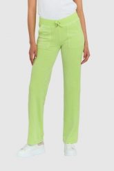 JUICY COUTURE Klasyczne welurowe spodnie dresowe del ray w jasnozielonym kolorze. Zielone spodnie dresowe Juicy Couture, bez wzorów, z dresówki. W wyprzedaży za 284.99 zł.