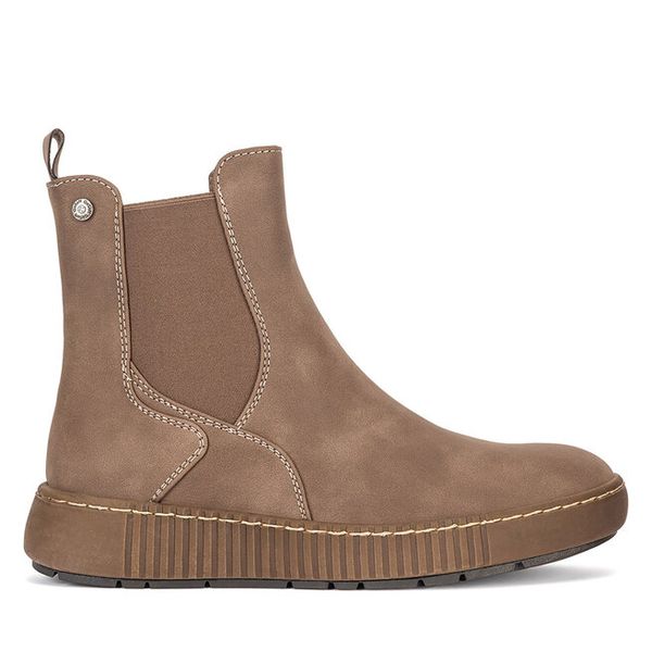 Botki Go Soft. Brązowe botki GO SOFT, bez wzorów, bez obcasa, na płaskiej podeszwie, bez zapięcia. Za 179.99 zł.