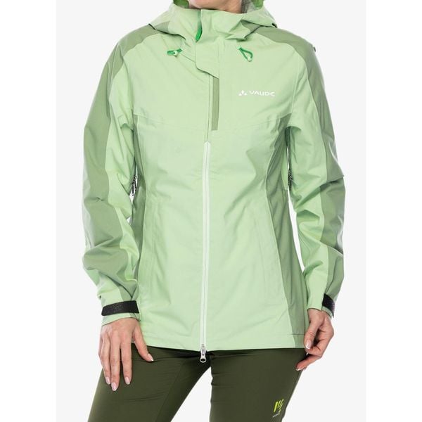 Kurtka przeciwdeszczowa damska Vaude Elope Jacket II. Zielone kurtki przeciwdeszczowe Vaude, bez wzorów, bez kaptura, trekkingowe. Za 660.99 zł.