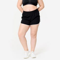 Spodenki fitness damskie Domyos. Białe szorty sportowe DOMYOS, bez wzorów, z materiału, na fitness i siłownię. Za 24.99 zł.