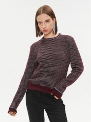 Pinko Sweter Scimpanze 102226 A1BH Bordowy Regular Fit. Czerwone swetry Pinko, m, bez wzorów, z wełny, bez ramiączek. Za 639.99 zł.