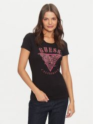 Guess T-Shirt W4BI19 J1314 Czarny Slim Fit. Czarne t-shirty Guess, xs, z aplikacjami, z bawełny, bez kołnierzyka, bez ramiączek. Za 99.99 zł.