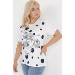 Biała Bluzka Nesiera. Białe bluzki Born2be, plus size, z aplikacjami, z bawełny, biznesowe, bez kołnierzyka, plus size, bez ramiączek. W wyprzedaży za 31.49 zł.