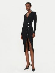 PINKO Sukienka dzianinowa Viscosa Mix 104033 A239 Czarny Slim Fit. Czarne sukienki Pinko, l, bez wzorów, z dzianiny, bez kołnierzyka, bez ramiączek. Za 689.99 zł.
