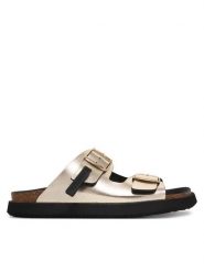 D.Franklin Klapki DFSH407009 Złoty. Żółte klapki D.Franklin, bez wzorów, ze skóry, bez obcasa, bez zapięcia. Za 399.99 zł.