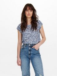 ONLY Bluzka Vic 15161116 Niebieski Regular Fit. Niebieskie bluzki ONLY, bez wzorów, z syntetyku, bez kołnierzyka, bez ramiączek. Za 74.99 zł.