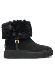Guess Botki Uncie FLFUNC ESU10 Czarny. Czarne botki Guess, z aplikacjami, z materiału, bez obcasa, na płaskiej podeszwie, bez zapięcia. Za 519.99 zł.