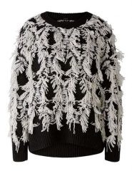 Oui Sweter w kolorze czarno-kremowym rozmiar: 42. Brązowe swetry Oui, bez wzorów, z wełny, bez ramiączek. Za 173.99 zł.