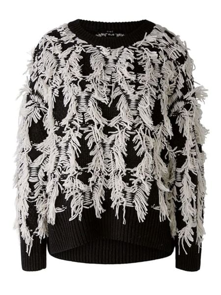 Oui Sweter w kolorze czarno-kremowym rozmiar: 42. Brązowe swetry Oui, bez wzorów, z wełny, bez ramiączek. Za 201.08 zł.