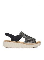 Rieker Sandały CEO-69276-00 Czarny. Czarne sandały Rieker, bez wzorów, z materiału, bez obcasa, na płaskiej podeszwie, bez zapięcia. Za 299.99 zł.