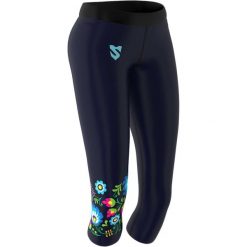 Legginsy fitness 3/4 damskie Smmash Folk. Niebieskie legginsy SMMASH, bez wzorów, sportowe. Za 129.90 zł.
