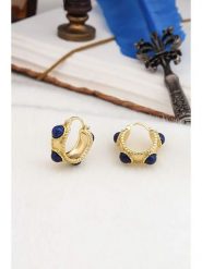 Pierres delicates Pozłacane kolczyki-kreole z lapis lazuli rozmiar: onesize. Niebieskie kolczyki Pierres delicates, z lazurytem, pozłacane. Za 122.38 zł.