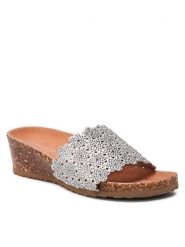 Clara Barson Klapki WS066-12 Srebrny. Szare klapki Clara Barson, bez wzorów, ze skóry, bez obcasa, bez zapięcia. Za 65.99 zł.