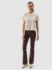 4F T-shirt regular z nadrukiem damski - beżowy XXL. Brązowe t-shirty 4f, xs, bez wzorów, z bawełny, sportowe, bez kołnierzyka, bez ramiączek. W wyprzedaży za 29.99 zł.