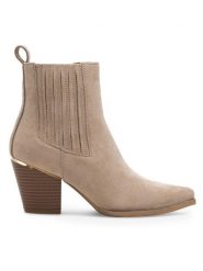 Jenny Fairy Botki TONYA WS22367-01 Beżowy. Brązowe botki Jenny Fairy, bez wzorów, z materiału, bez obcasa, na słupku, bez zapięcia. Za 83.99 zł.