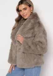 Ciemnoszara Kurtka Futro z Wsuwanymi Kieszeniami Liriena. Szare kurtki Born2be, l, bez wzorów, z futra, eleganckie, bez kaptura. Za 219.99 zł.