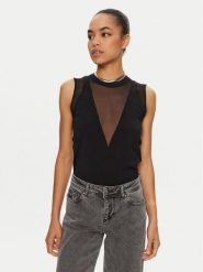 PINKO Bluzka Felce 102818 A1KX Czarny Regular Fit. Czarne bluzki Pinko, xs, bez wzorów, z syntetyku, bez kołnierzyka, bez ramiączek. Za 339.99 zł.