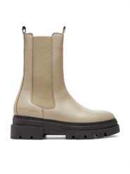 Tommy Hilfiger Sztyblety Monochromatic Chelsea Boot FW0FW06730 Beżowy. Brązowe botki Tommy Hilfiger, bez wzorów, ze skóry, bez obcasa, na płaskiej podeszwie, bez zapięcia. Za 849.99 zł.