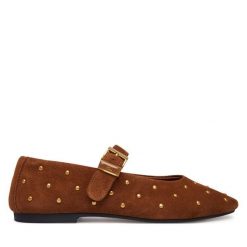Baleriny Tommy Hilfiger. Brązowe baleriny Tommy Hilfiger, bez wzorów, bez obcasa, bez zapięcia. Za 569.99 zł.