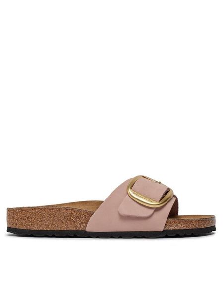 Birkenstock Klapki Madrid 1027056 Różowy. Czerwone klapki Birkenstock, bez wzorów, z nubiku, bez obcasa, bez zapięcia. Za 539.99 zł.