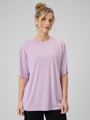 4F T-shirt loose z modalem damski - fioletowy M. Fioletowe t-shirty 4f, m, bez wzorów, bez kołnierzyka, bez ramiączek. Za 89.99 zł.