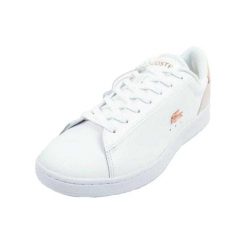 Trampki Damskie Skóra Carnaby. Białe trampki Lacoste, bez wzorów, ze skóry, bez zapięcia. Za 664.99 zł.